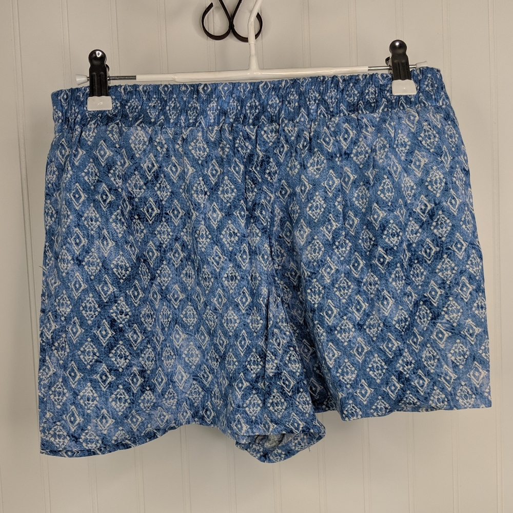 Joe B Printed Chambray Pull On Drawstring Shorts M - image 7